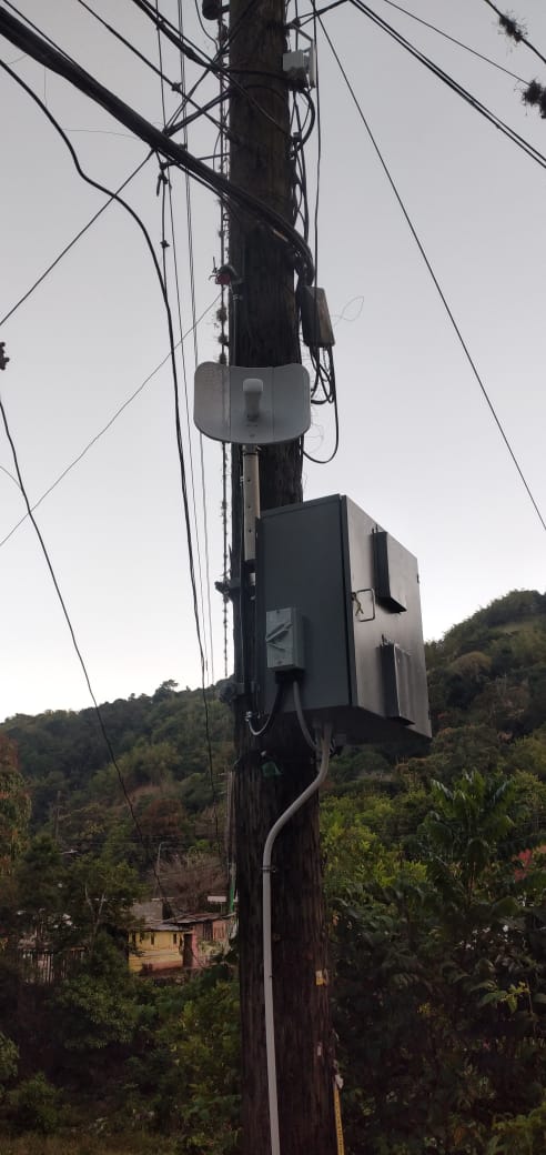 Outdoor community Wi-Fi radio and network cabinet
